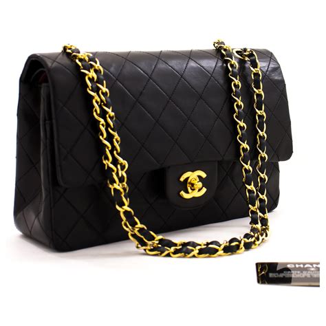 chanel black leather chain bag